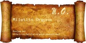 Miletits Orgona névjegykártya